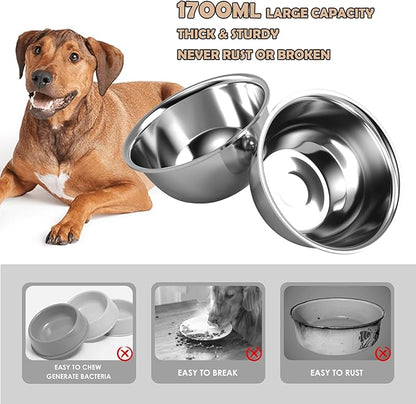 Metal Raised Dog Bowl Stand for Large and Medium Dogs, Stronger Elevated Dog Bowls with Sprill Proof Mat, Pet Food & Water Bowls 10" Tall Dogs Feeder (58OZ-Stainless Steel Pet Bowl, Mat-16x24)