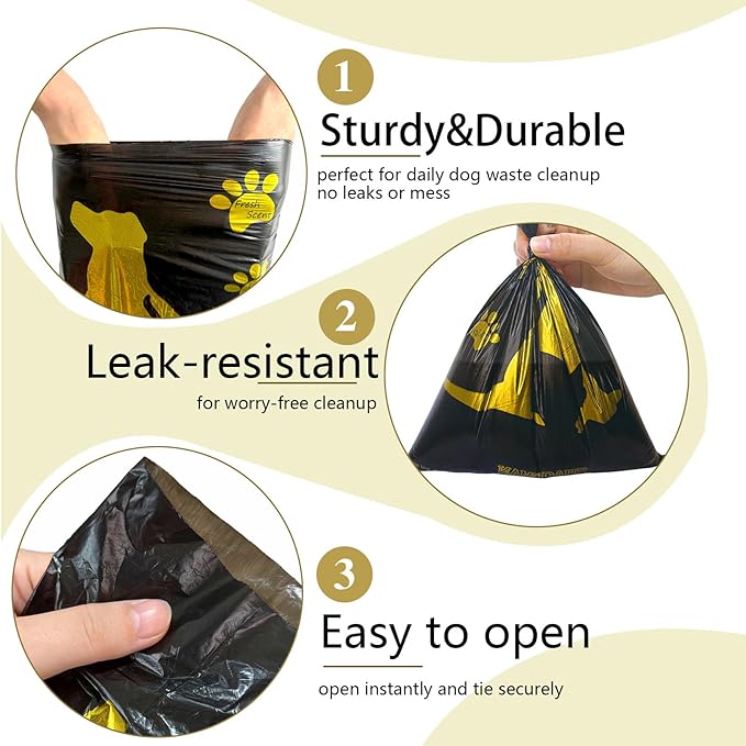 Bone Shaped Dog Poop Bag Dispenser with Leakproof Bags, 135 Count, Black