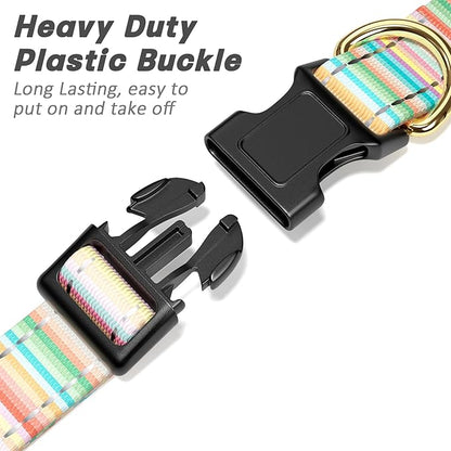 Reflective Dog Collar, Cute Dog Collar for Extra Small Dogs, Soft Nylon Puppy Collar for Boy and Girl Female Dogs, Adjustable Pet Collars with Quick Release Buckle, Colorful Watercolor Art