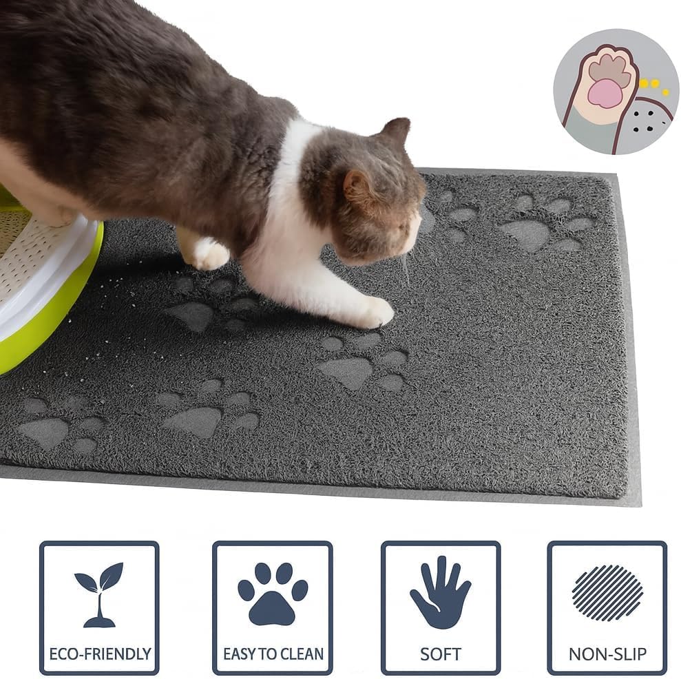 Bulk Buys Cat Litter Mat, Traps Litter, Soft Non-Slip Surface, Easy to Clean, 11.5 x 15.75 in Gray Mat for Litter Box Area (Pack of 2) - Image 2