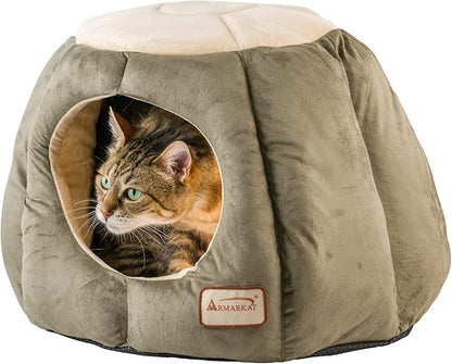 Armarkat Cat Bed, Laurel Green and Beige