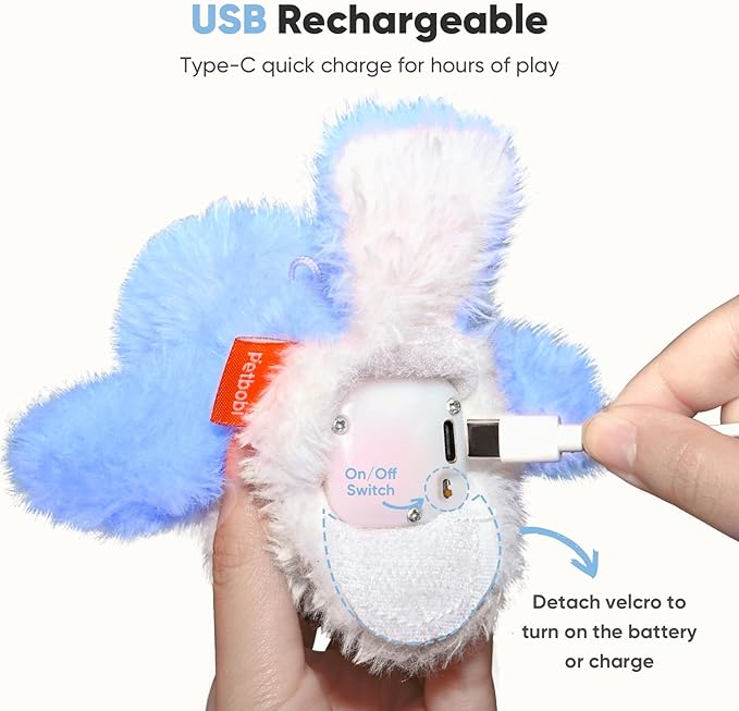 Petbobi Flappy Bird Cat Toy - Realistic Interactive Cat Toy with Sparrow Bird Chirp Tweet Flapping Wings (Non-Flying Design), Rechargeable Motion-Activated Catnip Toys for All Breeds Kittens, Blue