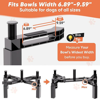 XIAZ Dog Bowl Stand Elevated Food Water Bowl Holder for Large Medium Small Sized Dog, Heights&Width Adjustable, Non-Slip, Durable, Elevated Feeding Bowl Stand for All Dogs Bowls (Stand Only)
