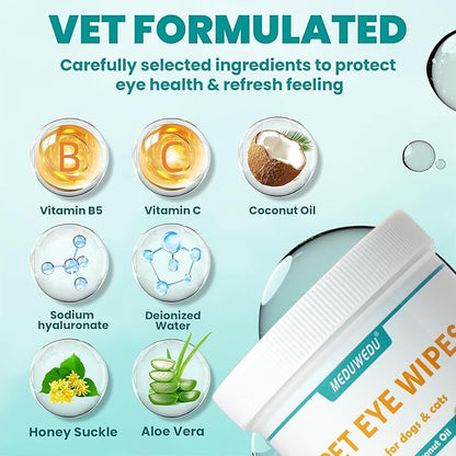 Eyes Wipes for Dogs & Cats 220 Counts, Grooming Kit Care for Dogs and Cats, Prevent Tear Stains, Eye Debris, Discharge, Mucus Secretions,Coconut Scent