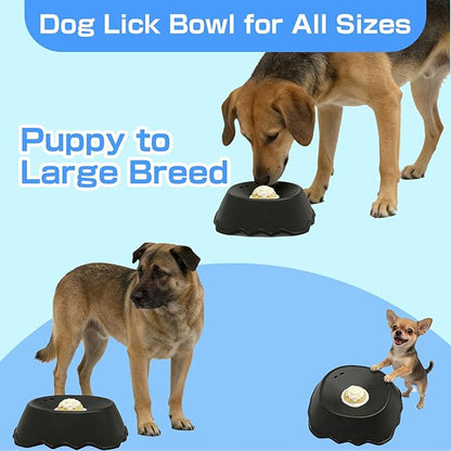 Slow Feeder Dog Bowls Interactive Dog Licking Toy & Lick Bowl for Dogs, Large Capacity Non-Slip Dog Lick Bowl for All Dogs & Cats (1, Black&Black)