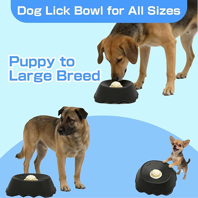 Slow Feeder Dog Bowls Interactive Dog Licking Toy & Lick Bowl for Dogs, Large Capacity Non-Slip Dog Lick Bowl for All Dogs & Cats (1, Blue&Blue)