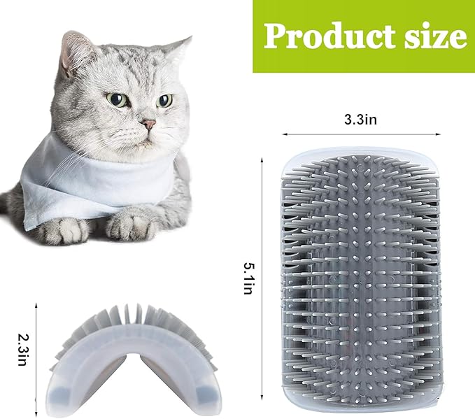 2 Pack Cat Self Groomer,Cat Self Grooming Corner Scratcher with Catnip,Massage Comb Brush for Long & Short Fur Cats Dogs