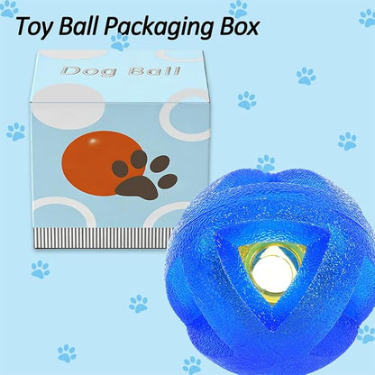 Dog Ball Toy for Chewing and Treat Dispensing - Toug Rubber Puppy Chew Toys Interactive Puzzle Balls for Teething & Slow Feeding, 3.5 Inch (Blue)
