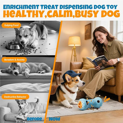 Interactive Treat Dispensing Dog Toys – Adjustable Puzzle Toy to Keep Dogs Busy, Enrichment, Mental Stimulation, Cognitive Fun and Boredom Buster for Puppy Teething, for Small Medium Dogs