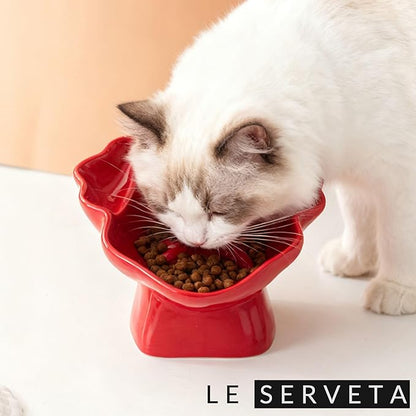 Ceramic Raised Pet Slow Feeder Bowl, Elevated Cat and Dog Slow Feeder, Decorative Standing Doggy Design, Anti-Slip Base, Anti-Vomiting (Blue)