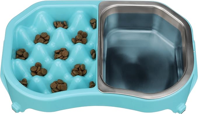 Neater Pet Brands Neater Slow Feeder Dog Bowls, Slows Down Fast Eating to Prevent Vomiting, Overeating, & Bloat, Dog Slow Feeder Bowl with Wide, Non-Slip Base, Holds 2.5 Cups Food and 8.5 Cups Water
