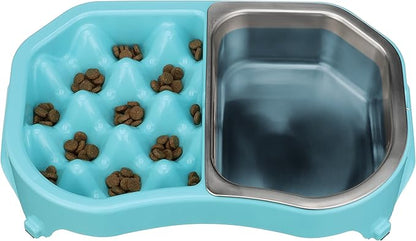 Neater Pet Brands Neater Slow Feeder Dog Bowls, Slows Down Fast Eating to Prevent Vomiting, Overeating, & Bloat, Dog Slow Feeder Bowl with Wide, Non-Slip Base, Holds 2.5 Cups Food and 8.5 Cups Water