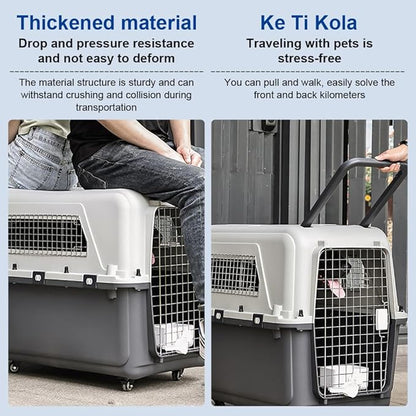 Large Dog Crate Pet Box Length 33in/Width 21.6in/Height 25.2in Dogs Kennel with Handle & Metal Door Dog Carrier for Indoor Outdoor Puppies Kittens