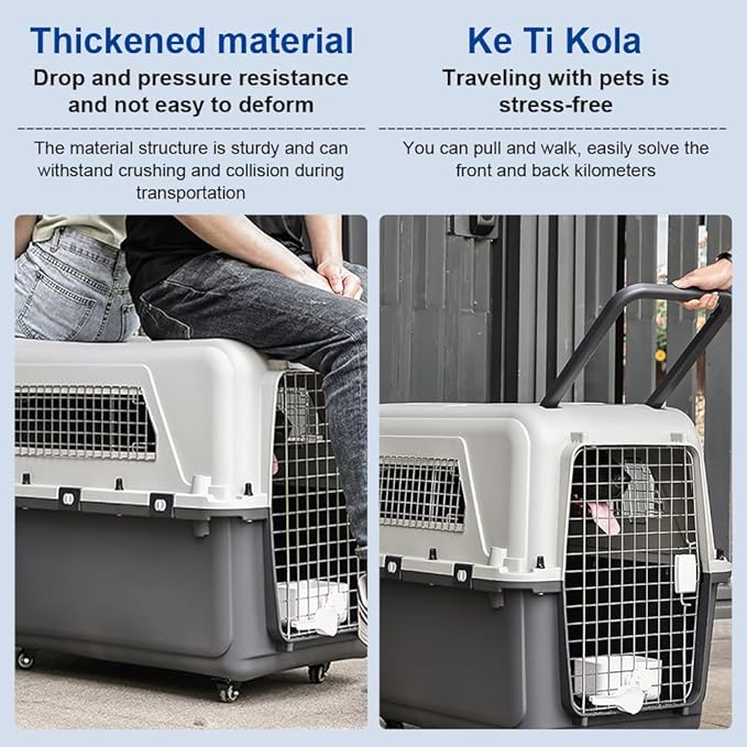 Large Dog Crate Pet Box Length 33in/Width 21.6in/Height 25.2in Dogs Kennel with Handle & Metal Door Dog Carrier for Indoor Outdoor Puppies Kittens