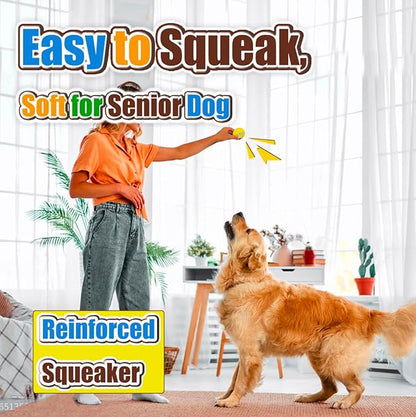 3.1" Squeaky Dog Toys for Medium Dog and Large Breeds - 4 Pack Flat Soft Squeaky Dog Balls, Natural Latex Squeak Toy with Squeaker (3.1 * 3.1 * 1.8”)