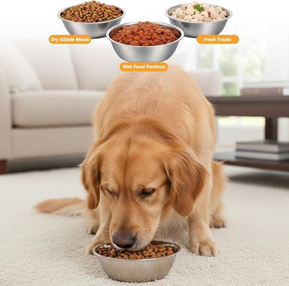 2 Pack Metal Cat and Dog Small Bowls, Stainless Steel Dog Bowls, Dogs Water and Food Bowl Set, Pet Dishes for Small Dogs and Cats