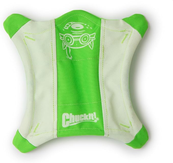 Chuckit! Flying Glow Squirrel Fetch Dog Toy, (10.5 Inch Length), Glow in the Dark Dog Toy, Pack of 1, Size Medium, for All Breeds and Sizes