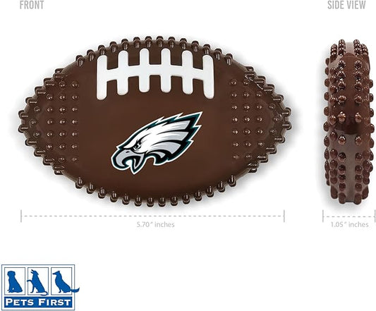 NFL Philadelphia Eagles Mega-chew Hard Nylon Bacon-flavored Dog Bone Football Chew Toy. Interactive, Durable Tasty Fun for Aggressive Chewers