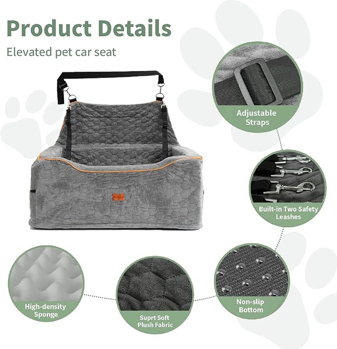 Dog Car Seat Medium Sized Dog Under 60 Lbs, Large dogBed for Car Back Seat, Booster Seat for 2 Small Dogs,PortableDog Travel Accessories