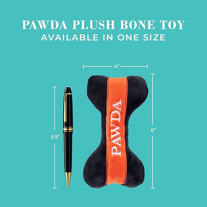 Haute Diggity Dog Pawda Bone, Plush Designer Dog Toys with Interactive Squeaker, Stimulating Pet Enrichment, Machine-Washable & Safe Materials for All Breeds, One Size