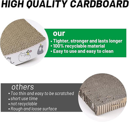 PatiencET Cat Scratcher Cardboard 4 Pack Cat Scratch Pad Reversible Scratcher Texture Curve Design Durable Cat Scratchers for Indoor Cats Lounger Sofa