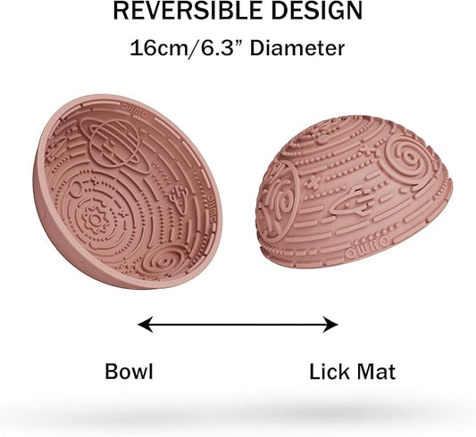 OHMO Slow Feeder Bowl Lick Mat for Dogs(Coral, 6.3") Interactive Soft Silicone w/Wobbly & Stable Galaxy Design, Reduces Pet Boredom Anxiety, Easy Clean