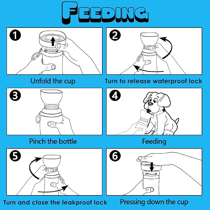 17OZ Dog Water Bottle, Portable Leak Proof Pet Water Dispenser with Carrying Rope, Lightweight for Outdoor Walking, Travel. Hiking (Blue)