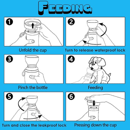 17OZ Dog Water Bottle, Portable Leak Proof Pet Water Dispenser with Carrying Rope, Lightweight for Outdoor Walking, Travel. Hiking (Blue)