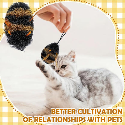 5 Pcs Cat Lures Deer Fur Cat Toys Insects Bee Deer Fur Cats Wand Attachments for Kitten Cats Wand Interactive Teaser