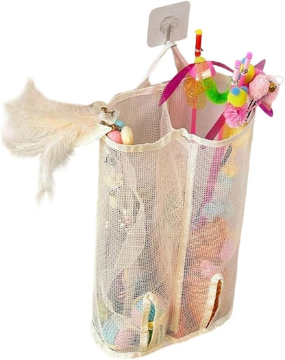 1pc Mesh Storage Bag for Cat Toys - Wall Hanging Organizer, Perfect for Pet Accessories, Toy Storage Organizer, Shelf Baskets