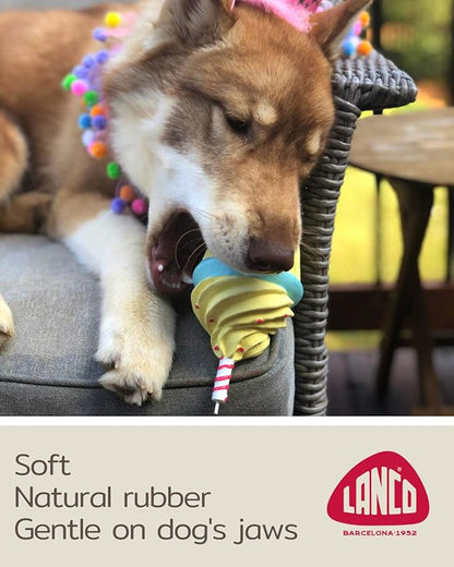 Lanco Dog Birthday Cake Toy - Squeaky Dog Toys - Dog Puppy Birthday Gift - Dog First Birthday - 100% Natural Rubber - Happy Birthday Dog Toy for Small Medium Large Dogs -Handmade