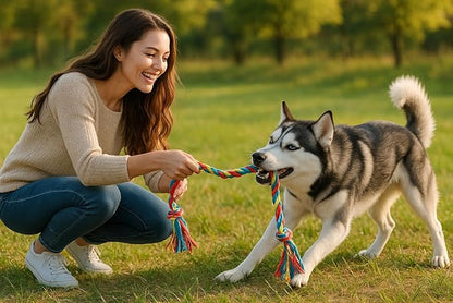 Dog Rope Tug Toy – Durable Cotton Tug of War Rope for Dogs – Chew-Resistant, Safe, Interactive Play Toy – Medium/Large Dogs