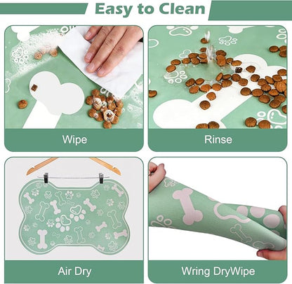 Dog Cat Mat for Food and Water,Rapid Absorbent Pet Feeding Mat, Bone Shaped Dog Placemat Bowl Mat with Rubber Backing,No Stains Pet Food Mats Indoor, Pet Accessories Supplies,Brown 12"×18"