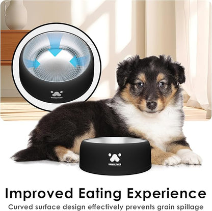 PAWGETHER® Stainless Steel Dog Bowls, Dog Food and Water Bowl Non-Slip Easy to Clean Dishwasher Safe for Puppy Small Medium Dogs Cats Black 34oz