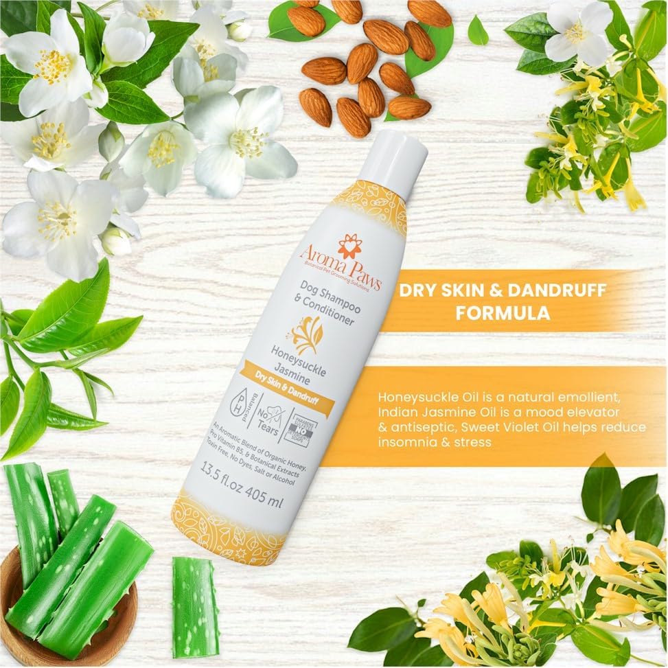 Dog Shampoo and Conditioner - Aromatic Tearless Shampoo for Cleansing, Grooming, and Conditioning - Moisturizing Shampoo for Dogs and Puppies - Honeysuckle Jasmine 13.5 oz - Image 5