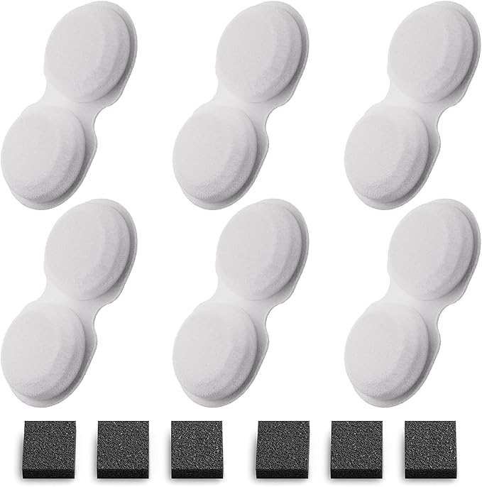 Cat Water Fountain Filters: 12 Cat Fountain Filters Replacement for H6 - Pet Water Fountain Filters - 3 Months Usage Kit of Indoor Pet Fountain Filter - 6 Carbon Filters + 6 Sponges Filters