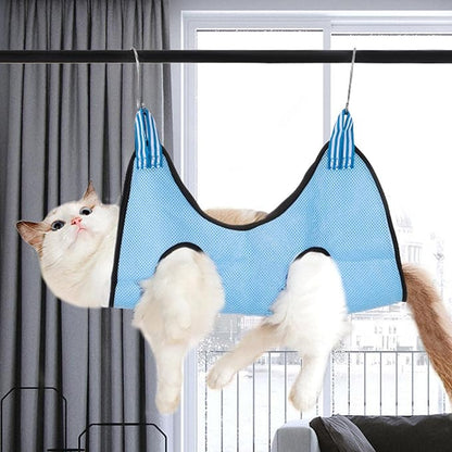 Pet Cat Grooming Hammock Restraint Towel Bag Bathing Bag Harness Breathable Dog for Trimming Puppy Small Medium Dogs Claw Care, Light Blue, S