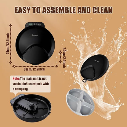 Automatic Wet Food Cat Feeder, Auto Refrigerated Wet Foods Feeder for Cats Dogs 4 Meal Timed Fresh Foods Dispenser with 2 Ice Packs Small Pet Feeders for Kitty Puppy Automatic Cat Dog Food Bowl Black