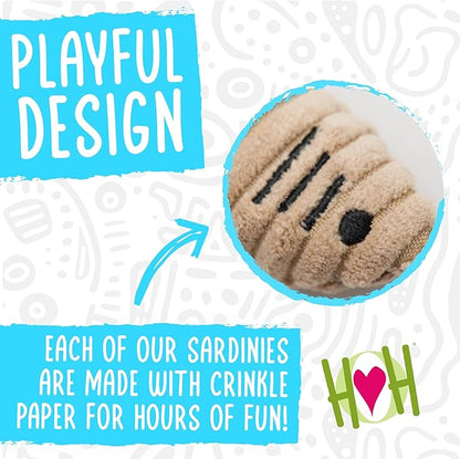 HuggleKats Cat Toys - Kitten Toys for Bored Indoor Cats, Perfect for Moving, Exercise, Biting & Chewing - Sardines (3 Pack)
