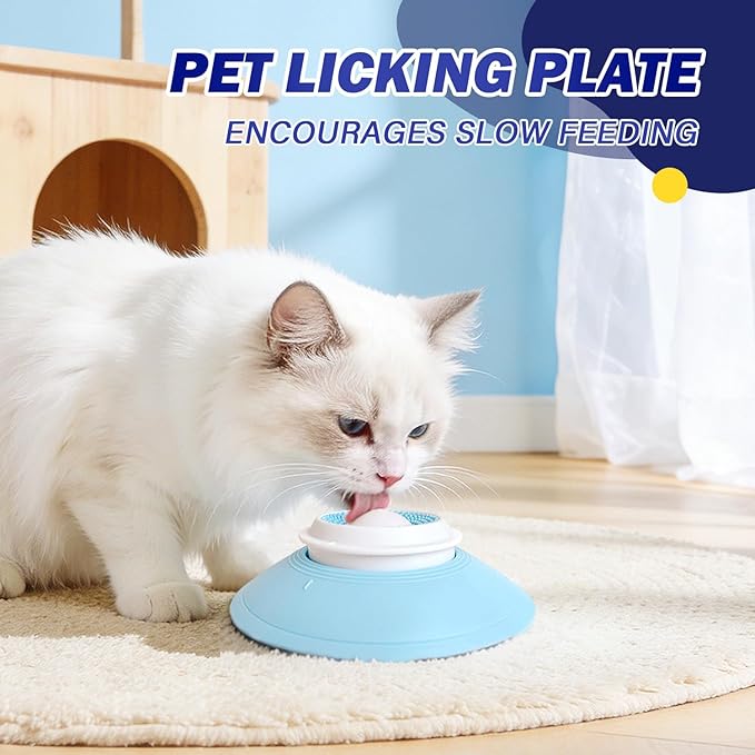 Cat Liquid/Wet Food Licking Bowl, Slow Feeding Pet Bowl, Cat Lick Ball Bowl, Non-Slip Design, Slow Eating, Pet Anxiety Relief Toy, Interactive Cat Bowl （Yellow Ball）