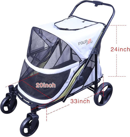 Dog Stroller for Medimu/Large Dogs - Easy Fold Dual Entry Pet Stroller with One-Foot Brake,Ideal up to 80 lbs.