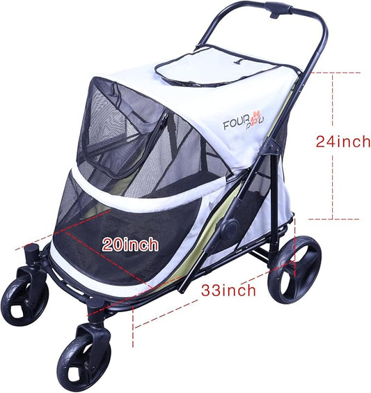 Dog Stroller for Medimu/Large Dogs - Easy Fold Dual Entry Pet Stroller with One-Foot Brake,Ideal up to 80 lbs.
