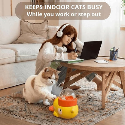 Duckie Cat Feeder, Duck Cat Treat Dispenser, Duck Shape Slow Feeder for Fast Eaters Eenrichment Toys, Reduces Bloating Anti Gulpings, Keeps Indoor Cats Busy—Less Boredom, Less Mischief (#A)