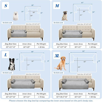 GGIB Cooling Dog Bed Mat with Bolster Pillow Washable Dog Couch Cover Breathable Summer Pet Couch Bed Protector Indoor(Large, Cooling Grey)