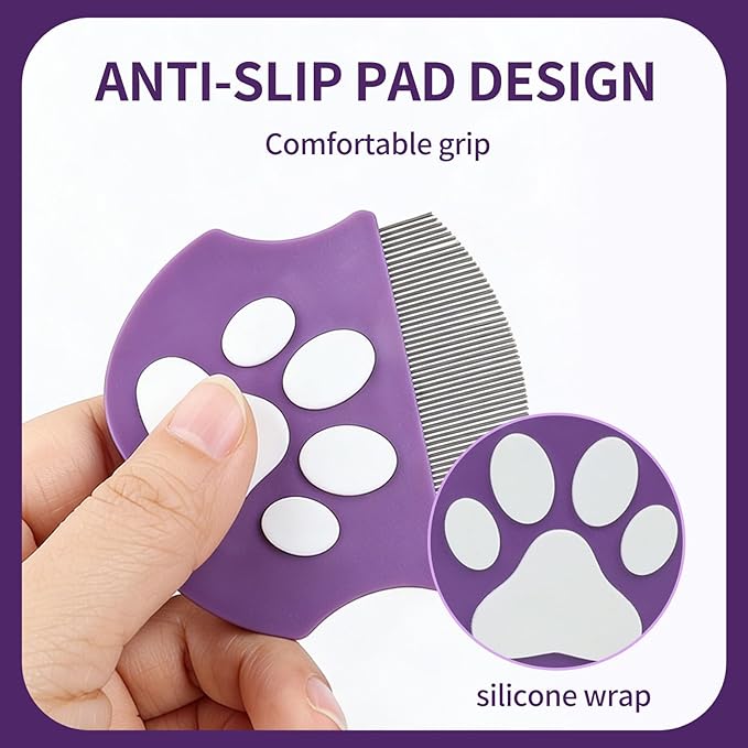 Pet Detangling & Flea Comb for Dogs and Cats – Stainless Steel Fine Teeth Grooming Comb for Tangled Hair, Flea Removal, and Shedding Control – Ideal for Long & Short Haired Pets (Dark green)