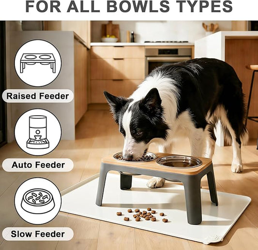 ESTHELLO Waterproof Pet Feeding Mats - Advanced Silicone Dog Food Mat Easy to Clean for Dog & Cat Bowls, 24''x16'' Cream White