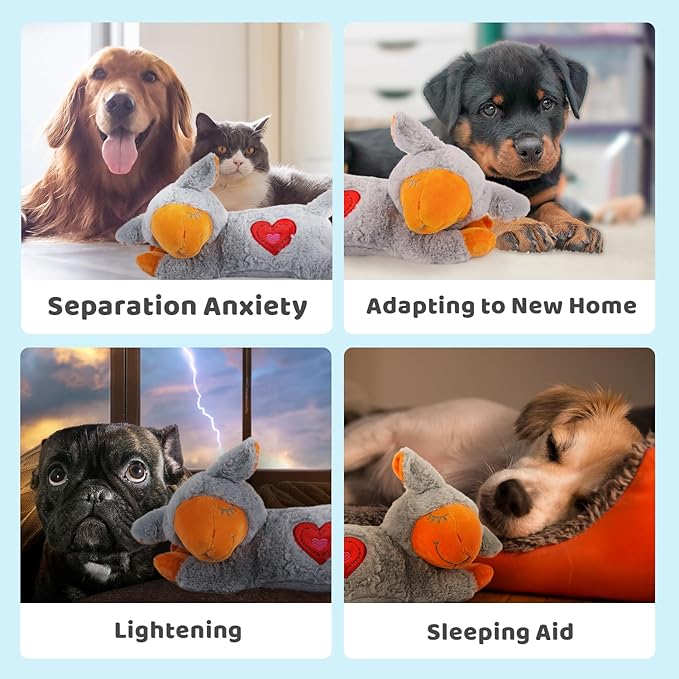 ALL FOR PAWS Heart Beat Dog Toy, Puppy Sleeping Buddy Cuddle Toy Dog Soothing Plush Toy, Crate Training Puppy Stuffed Animal Gift Toys for Your Furry Friend
