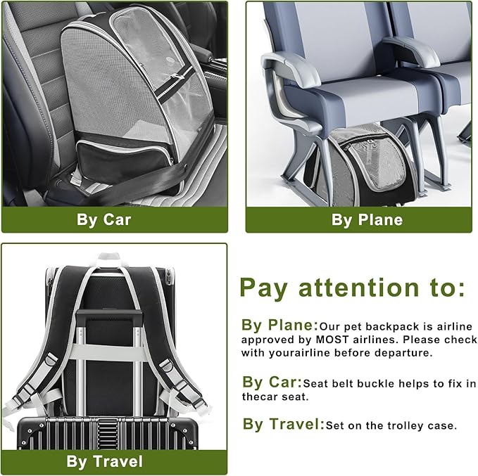 Texsens Innovative Traveler Bubble Backpack Pet Carriers for Cats and Dogs (Expandable-Black)