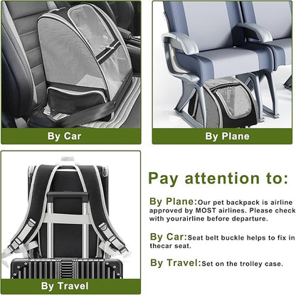 Texsens Innovative Traveler Bubble Backpack Pet Carriers for Cats and Dogs (Expandable-Black)