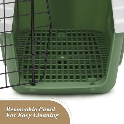 Athena Collection 18" Hard-Sided Travel Pet Carrier for Small Dogs and Cats, Plastic Dog Carriers with 2-Door Top & Front Load, Ventilation, Security Lock, Cat Dog Carrier for Pet, up to 10lbs, Green
